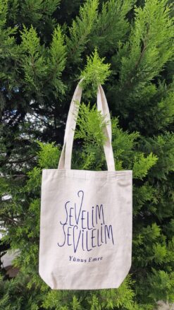 SEVELİM SEVİLELİM BASKILI KANVAS ÇANTA